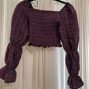 Zara crop flannel top